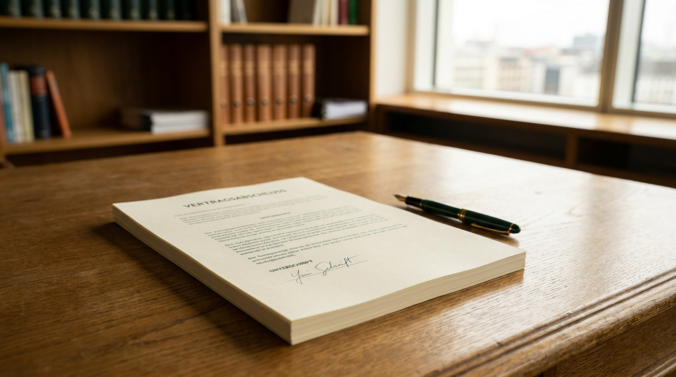Auftragsverarbeitungsvertrag fertig auf Schreibtisch